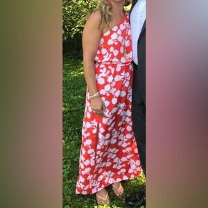 Mud Pie Orange and White Floral Maxi Dress
